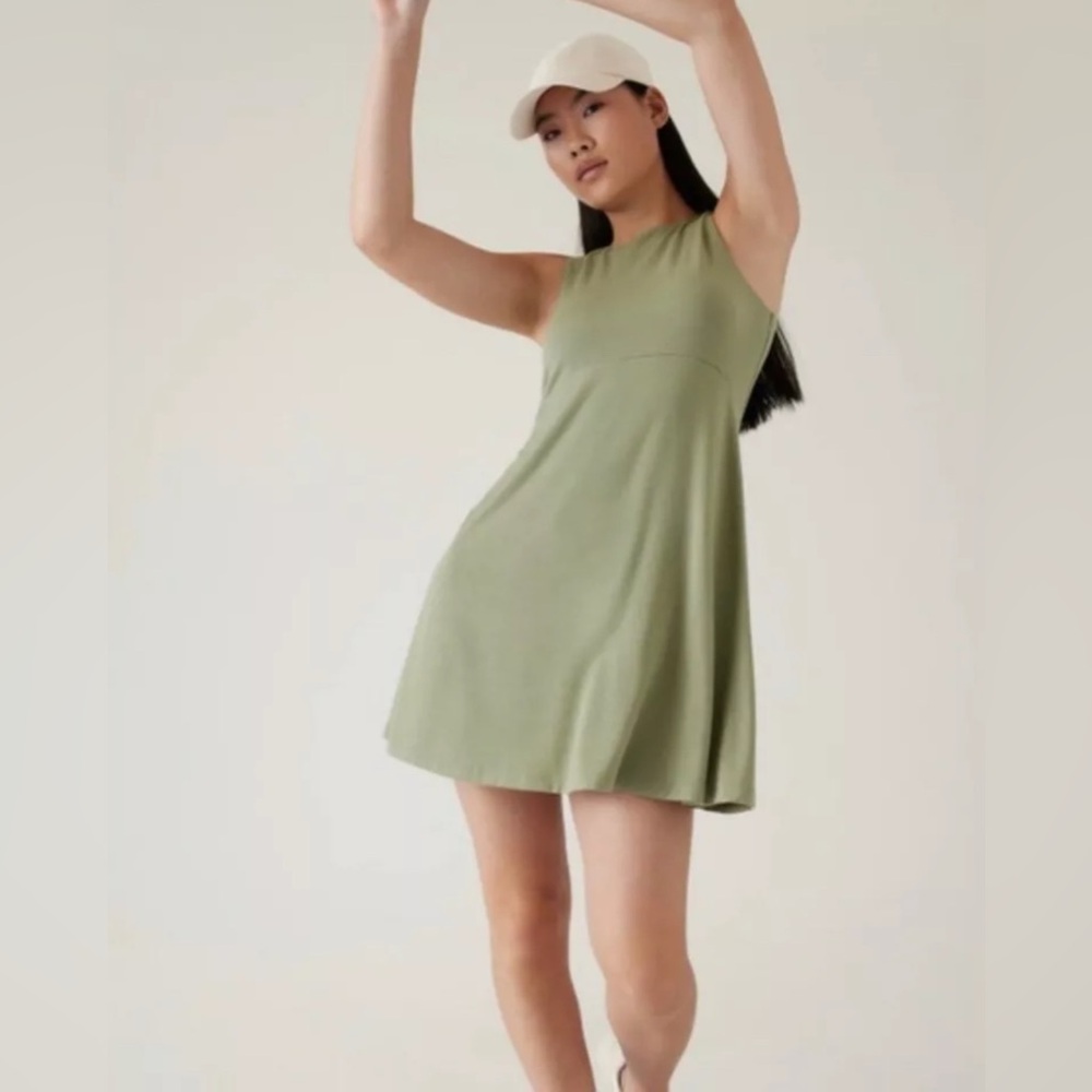 NWT Athleta Santorini Thera Dress Olive Green Eucalyptus SP